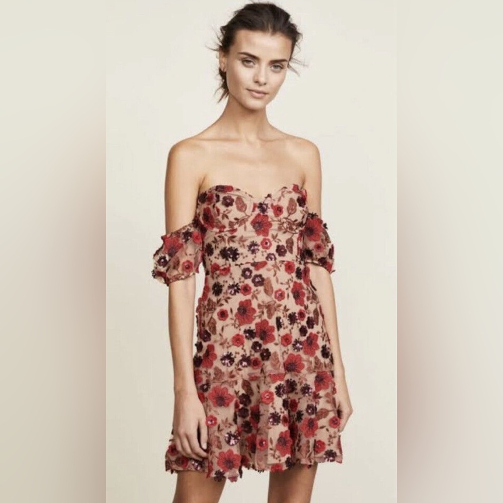 For Love and Lemons Red Floral Dress